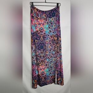 EUC Artisan NY Mandala Geometric Design Long Maxi Skirt Turquoise Blue Pink M